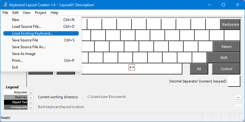 File menu